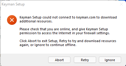 keyman error message